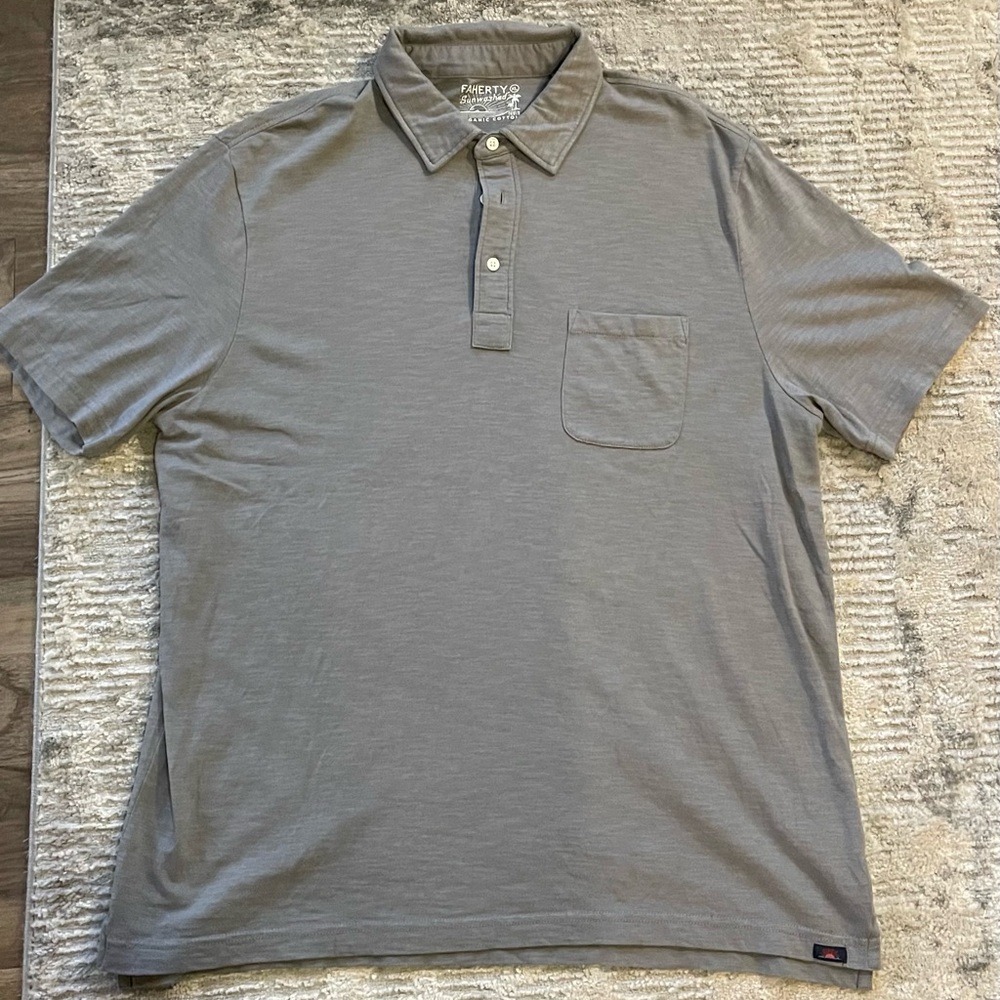 Faherty Men's Gray Polo Shirt